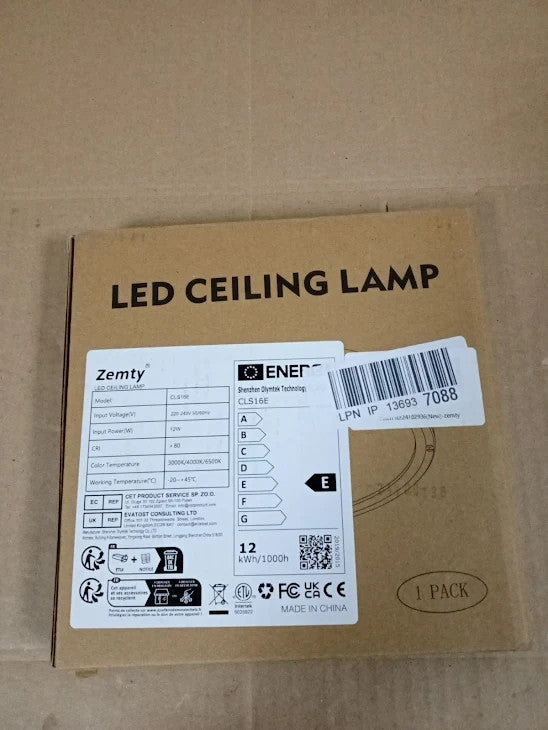 Zemty 12W LED Ceiling 3000K 4000K 6500K Bathroom Lights IP44 Waterproof New