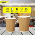Zuvo Coffee Cups 8oz No Lids Brown Ripple Ideal For Takeaways New