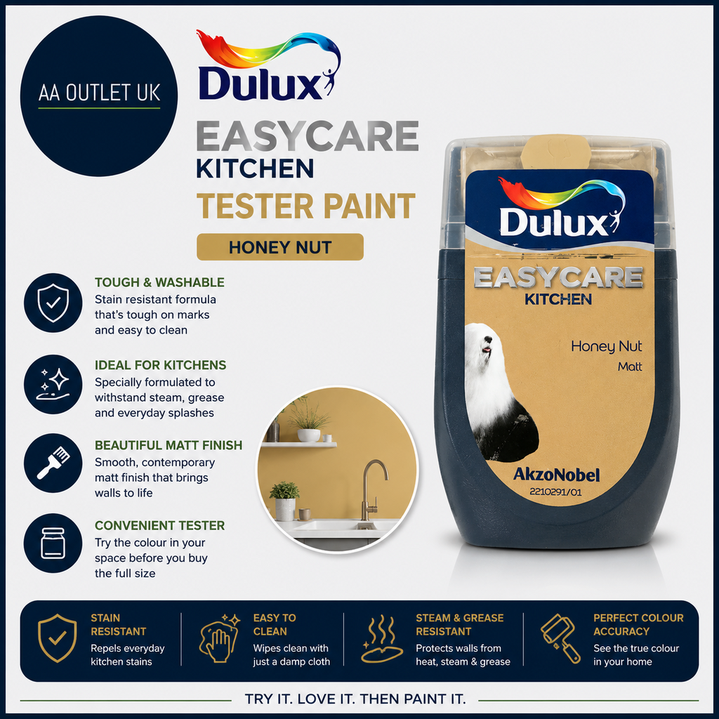 Dulux Easycare Kitchen Tester Paint Honey Nut 30ml Easy Clean Water Based