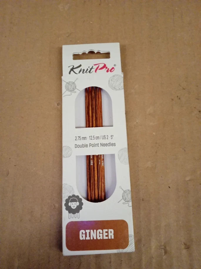 KnitPro Ginger Double Pointed Needles 12.5cm 2.75mm Birch Wood Brown New