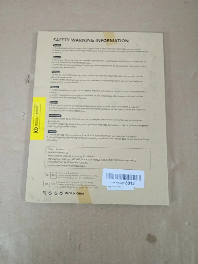 Simpeak 2pc Screen Protector iPad Air 11in M3 M2 Tempered Glass Replacement New