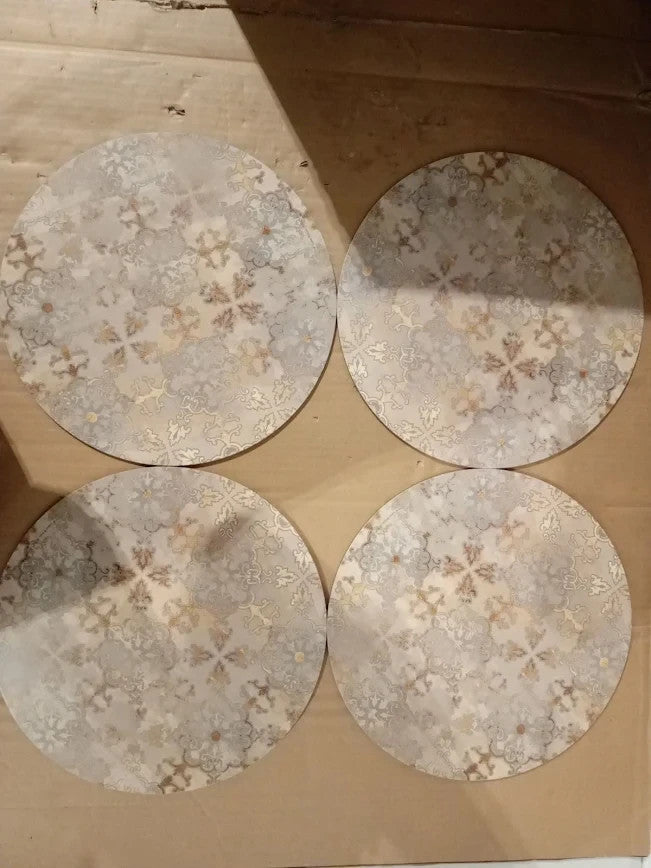 Creative Tops Cork Backed Round Placemats Set 4 Table Mats 29cm Gold New