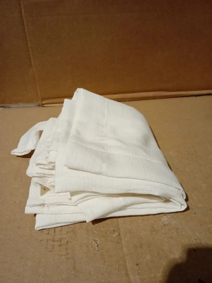 Topick Linen Curtains White 36in Drop Cafe Style Half Flax Solid Pattern New