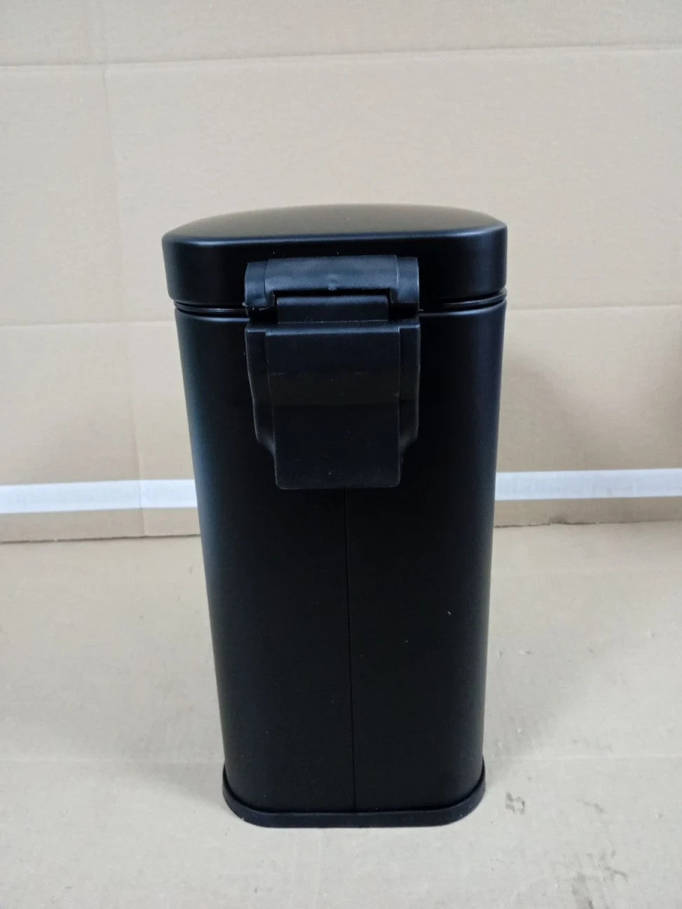 SONGMICS Bathroom Bin Narrow Pedal Toilet Bin Lid Slim Small Spaces Steel Black