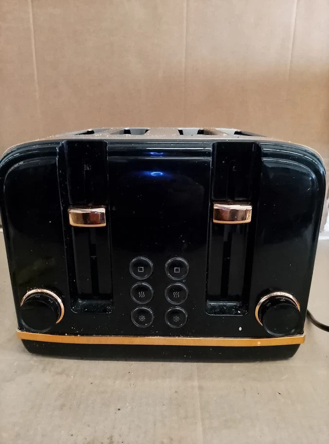 Haden Salcombe Black 4 Slice Toaster Dual Control Retro Design 2300w 21x27x28cm