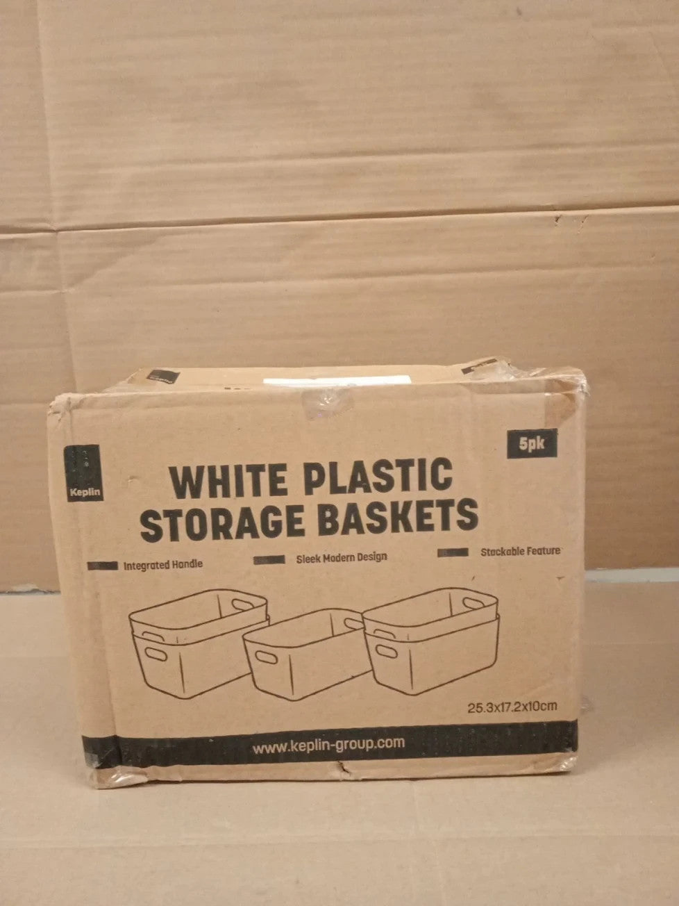 KEPLIN 5 Pack Plastic Storage Baskets Handles BPA Free Organiser 22.3x14.8x10cm