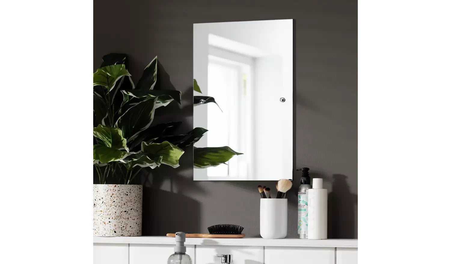 Argos Home Silver Drilled Bathroom Wall Mounted Mirror 45x30cm New