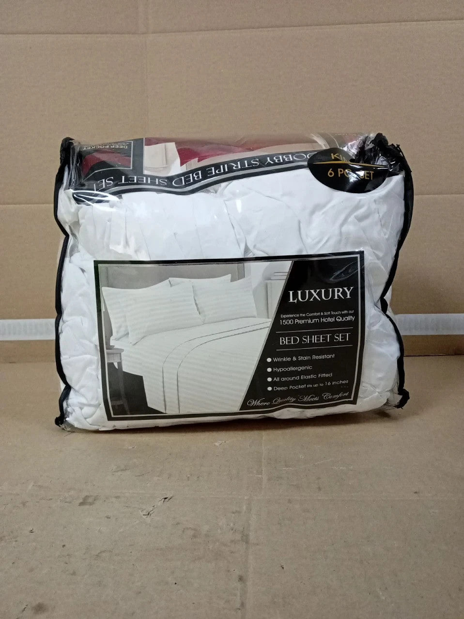 Elegant Comfort Best Softest Coziest 6 Piece Sheet Sets King White Stripe New