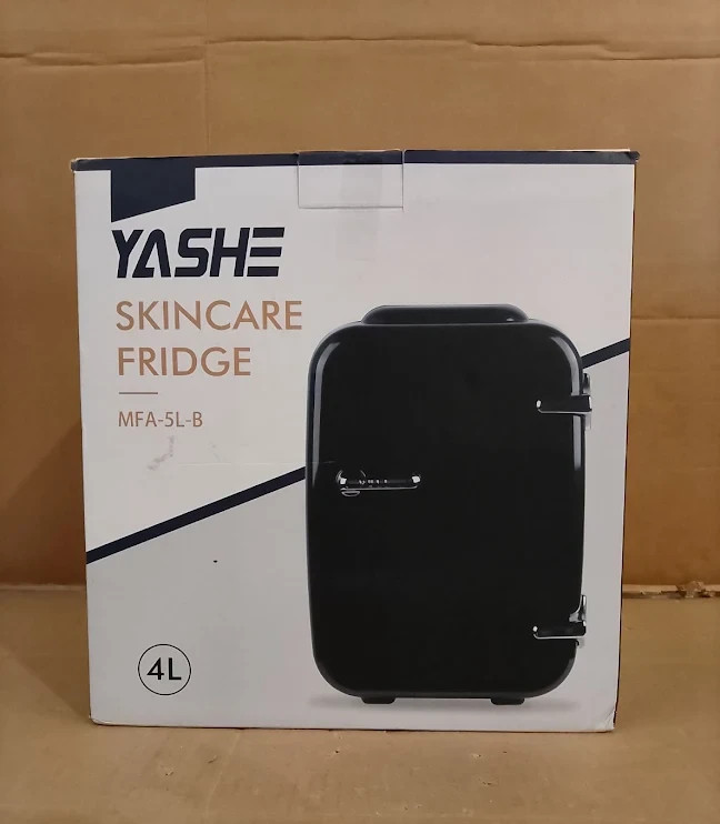 YASHE 4L Mini Fridge Portable Cooler Warmer 6 Can AC DC Skincare Car Black