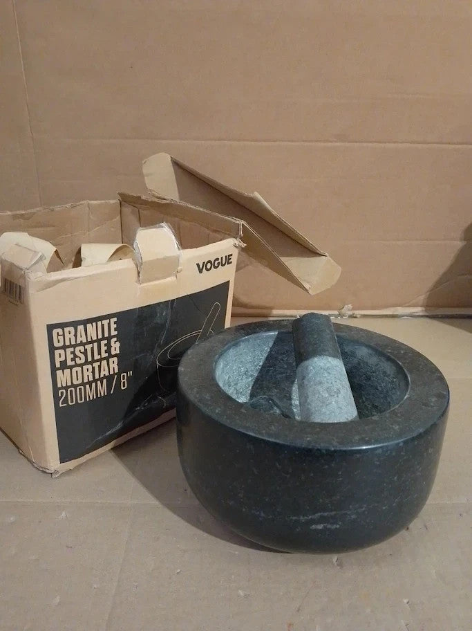 Vogue Granite Pestle Mortar Black 203mm Professional Home Use GG016