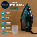Tower T22013TL Ceramic Steam Iron Fast Heat Up Quick Ironing 180g 3100W Teal