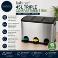 Habitat 45 Litre Triple Compartment Recycling Bin Made From Stainless Steel