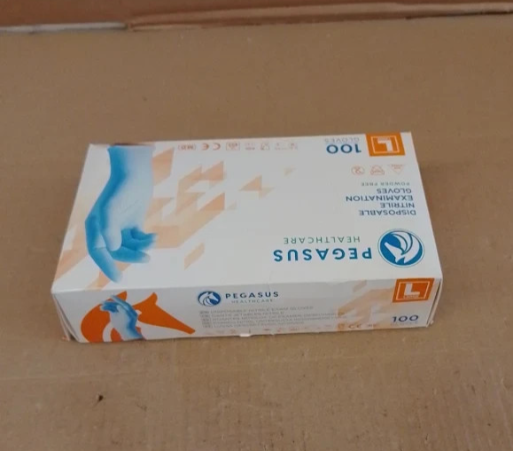 Pegasus Healthcare Nitrile Disposable Examination Gloves Latex Powder Free L New