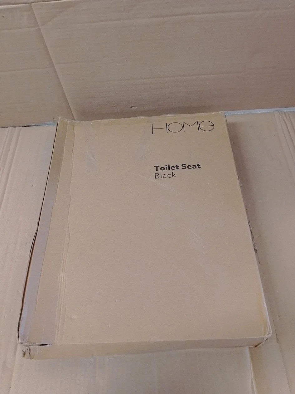 Home Tongue and Groove Toilet Seat Black 45x37.3x5.3cm Adjustable Fit All