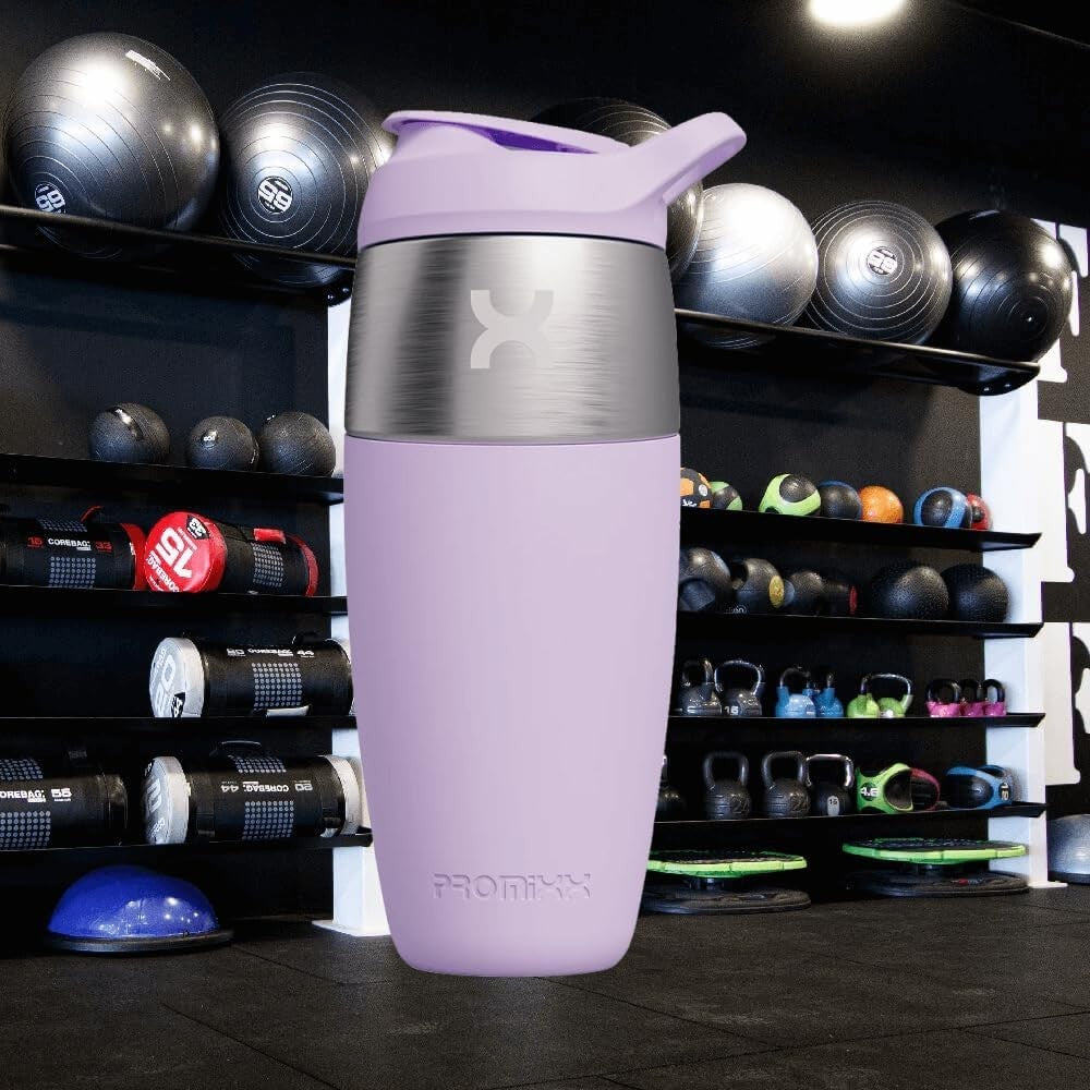 PROMIXX Pursuit Stainless Steel Shaker 950ml Metal Protein Lilac BPA Free New