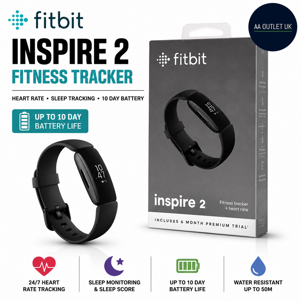 Fitbit Inspire 2 Fitness Tracker Heart Rate Sleep 10 Day Battery Black Premium