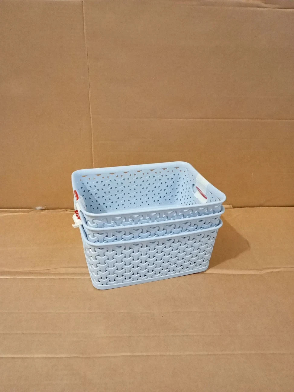 Curver My Style Small Rectangular Storage Basket 4L Blue 3 Pack Lightweight New