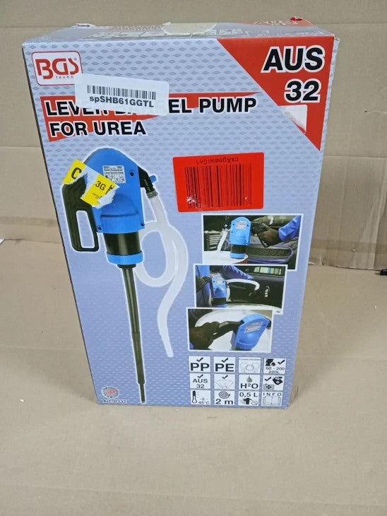 BGS 8332 Lever Barrel Pump Urea AUS32 Polypropylene Black Blue Clear New