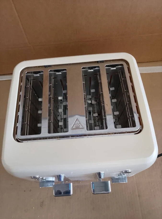 Breville Zen 4 Slice Toaster With High Lift Wide Slots Cream Silver Chrome