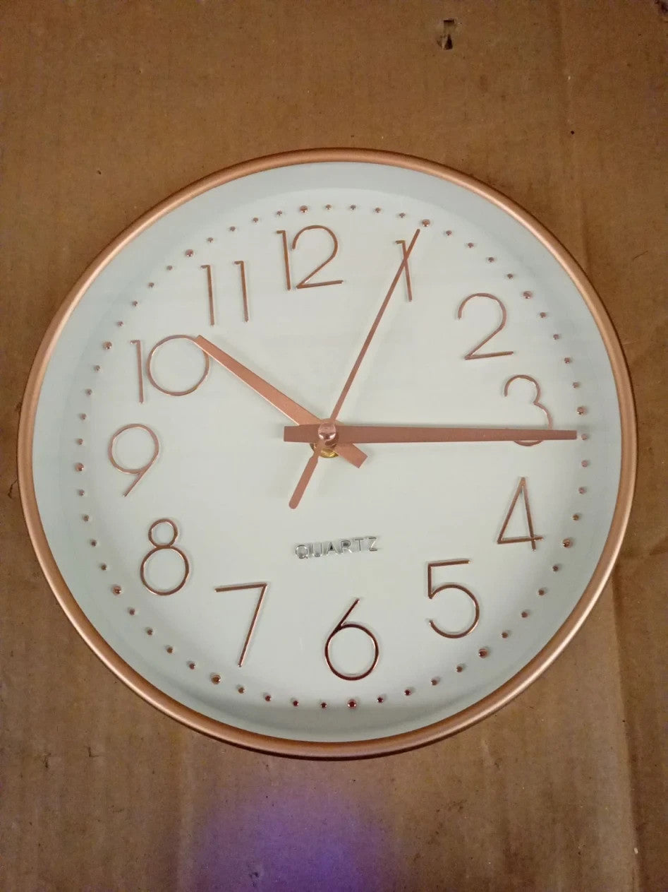 Aolso 8in Wall Clock Silent & Non Ticking Quartz Battery Operated Rose Gold