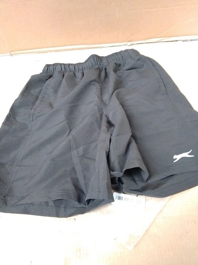 Slazenger Mens Woven Shorts Black Small Cotton Blend Low Rise Logo Pattern