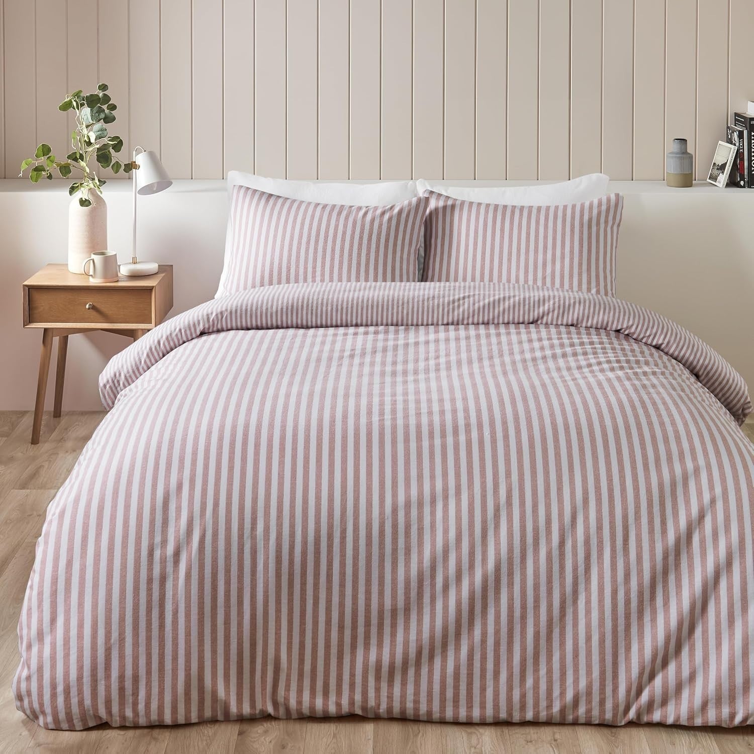 Catherine Lansfield Stripe Cotton Reversible Super King Duvet 220x260cm New