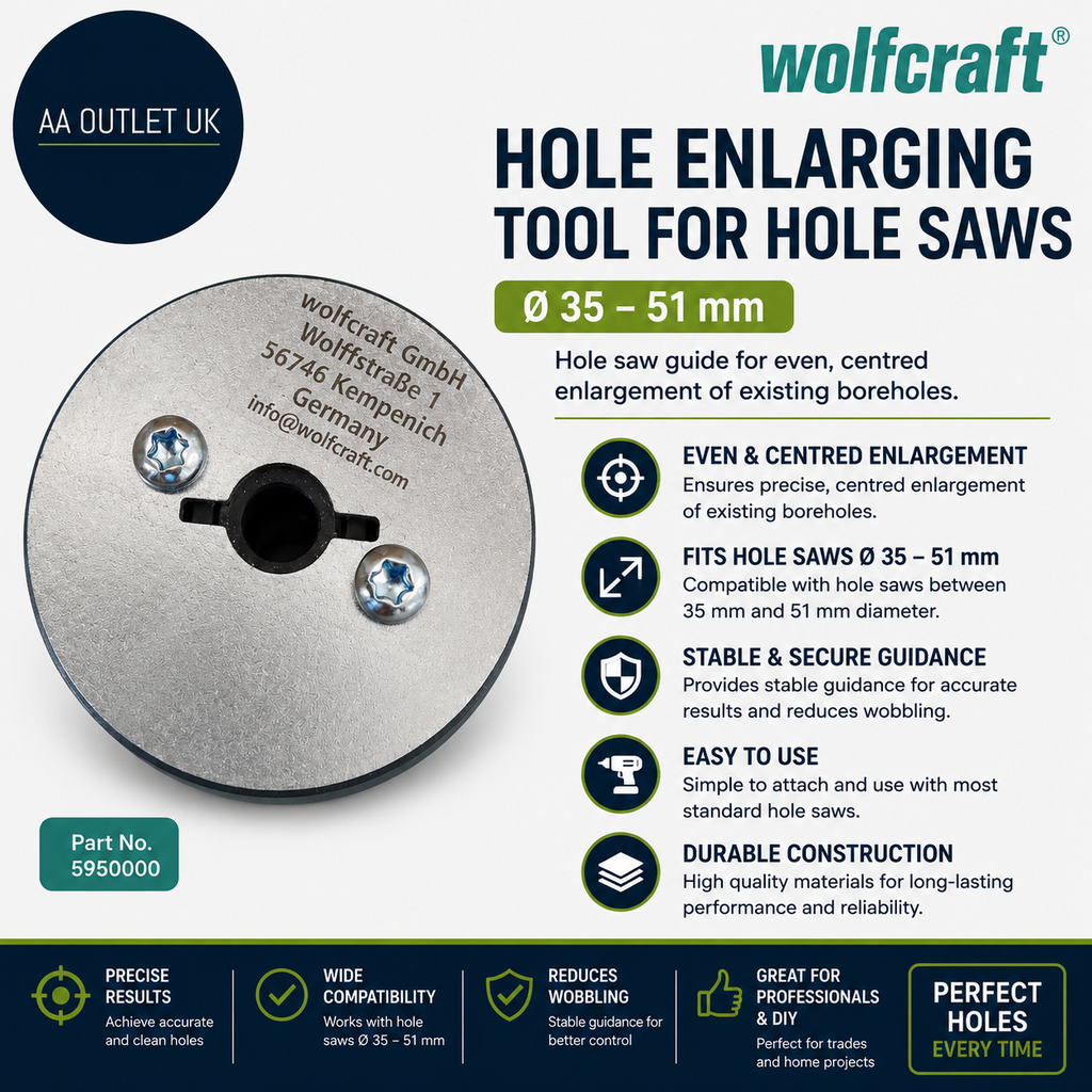Wolfcraft Hole Enlarging Tool Hole Saws Ø 35 - 51 mm 5950000 Hole Saw Guide