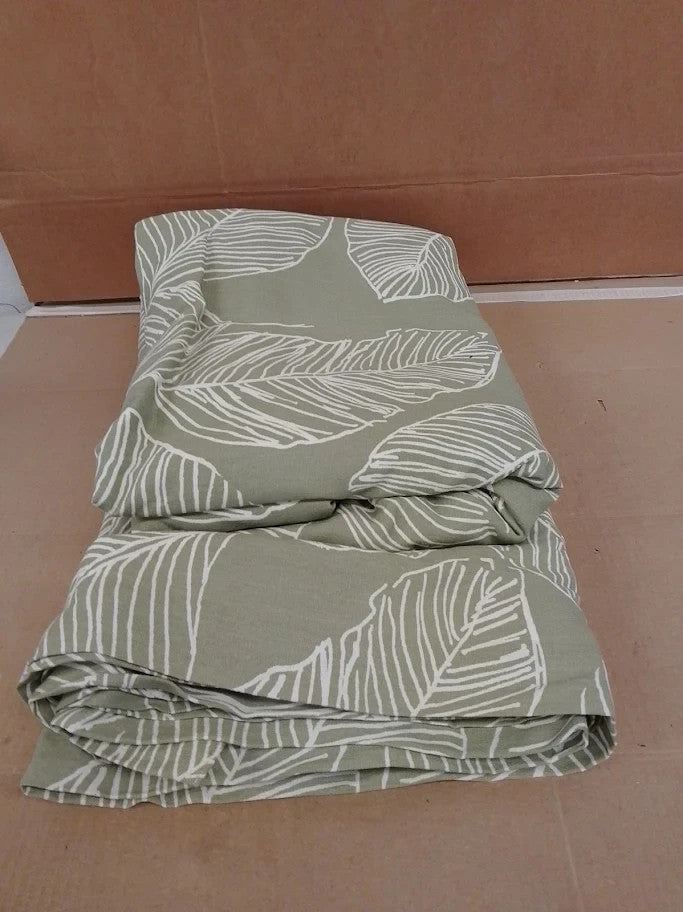Fusion Matteo 100% Cotton Pair Of Eyelet Curtains Green 229x229cm Drop New