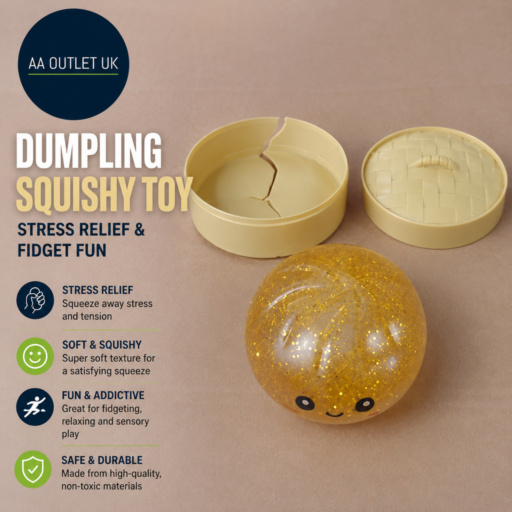Dumpling Squishy Toy Gold Stress Ball Fidget Sensory Squeeze Relief Design New