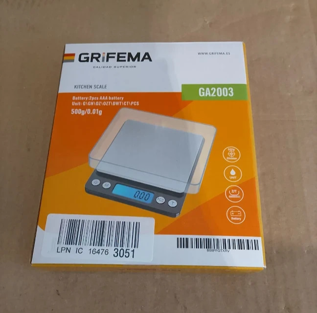 GRIFEMA GA2003 Digital Kitchen Scales 500g Food Weighing Pocket Silver New