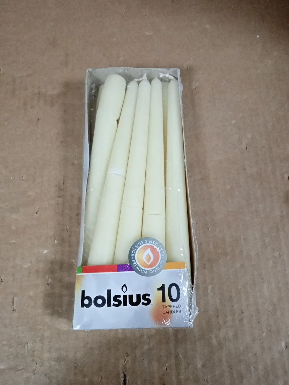 Ivyline Bolsius Tapered Dinner Candles Ivory box 10" 103600352205 10 Pieces