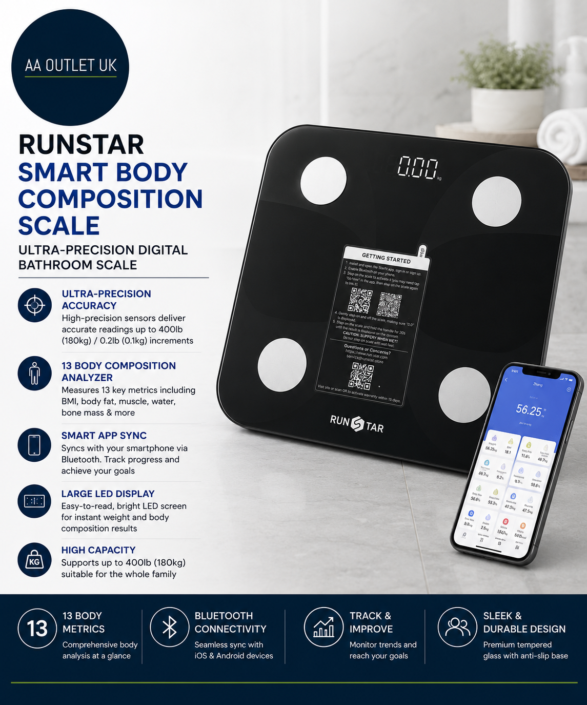 Scales Body Weight Fat Percentage RunSTAR Ultra Precision Digital Accurate