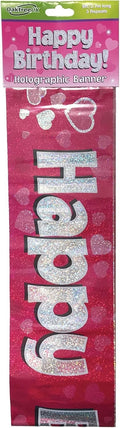 9ft Happy Birthday Banner Pink Holographic Party Decoration Durable Design New
