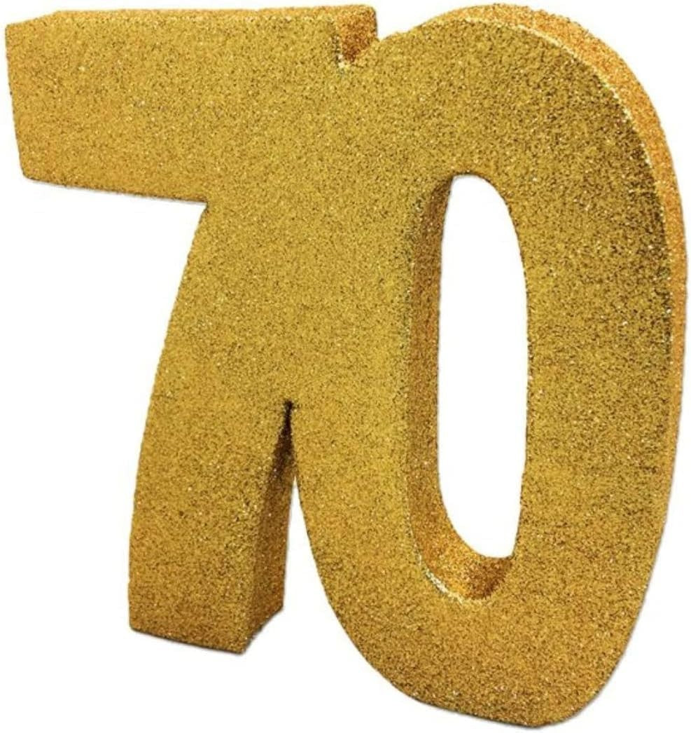 Number 70 Glitter Table Gold Centrepiece Decorations 20x20x3cm New