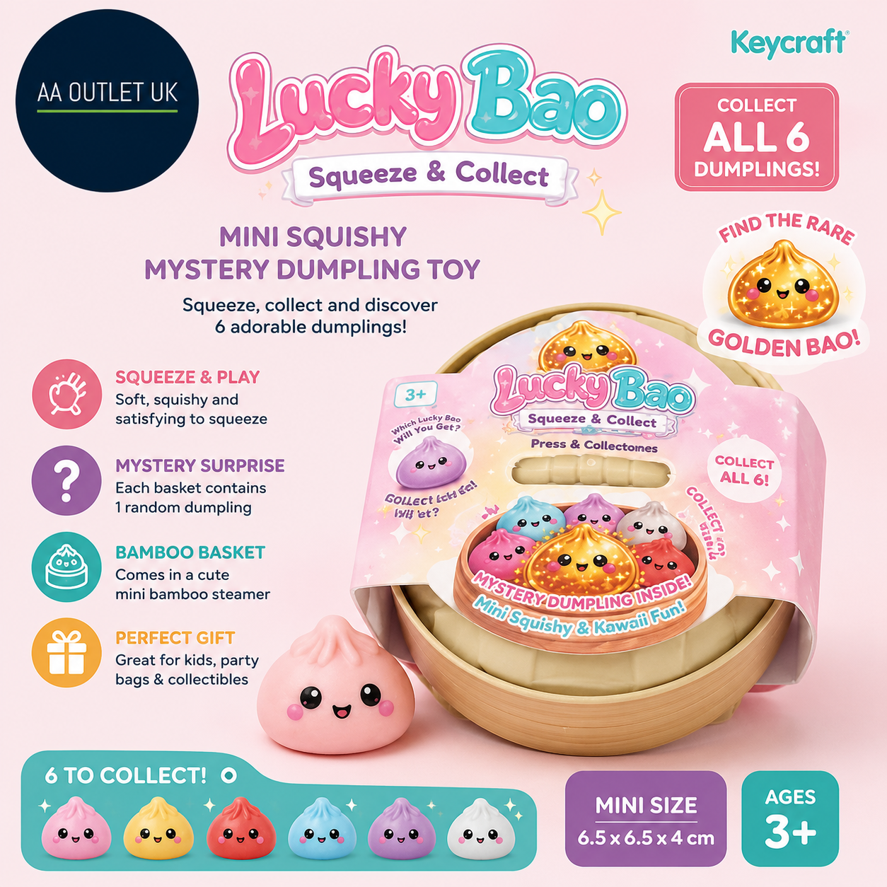 Lucky Bao Mini Squishy Mystery Dumpling Toy Collect Cute Kawaii Fidget 3+ New