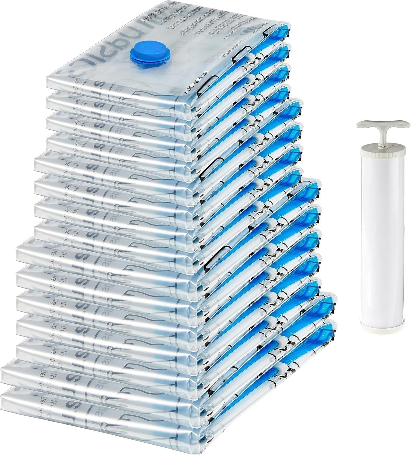 Amazon Basics Vacuum Compression Zipper Storage Bags Airtight Valve Pump New