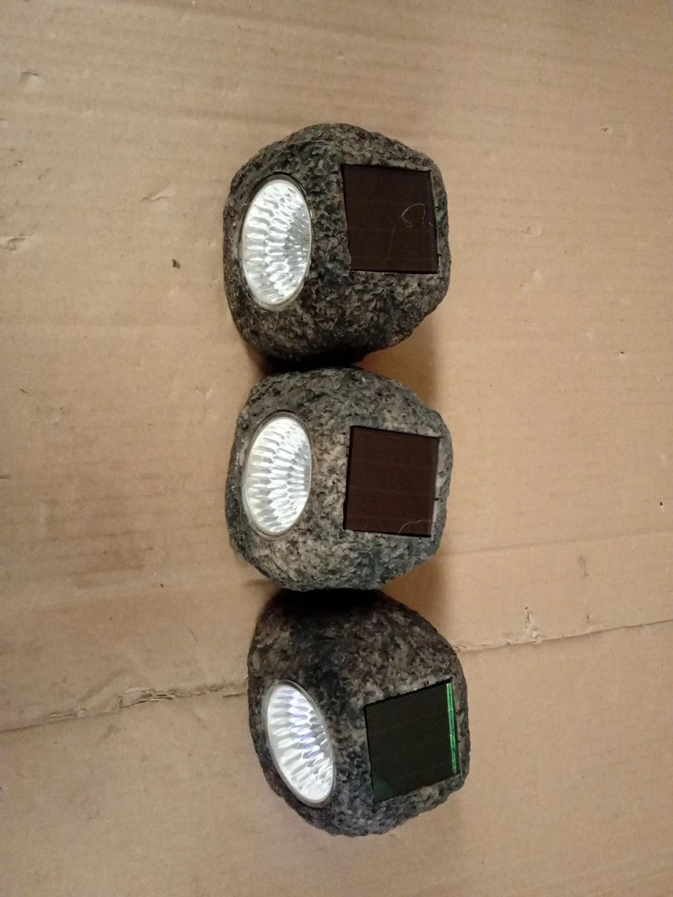 Status Uluru Outdoor Garden Solar Light 3 Pack LED Rock Design Rechargeable