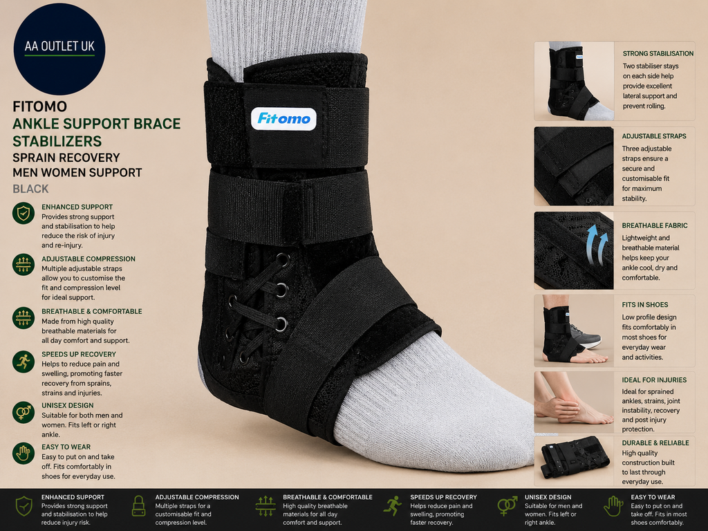Fitomo Ankle Support Brace Stabilizers Sprain Recovery Men Women Support Design