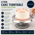 Uten Cake Turntable 12in Aluminium Stand Decorating Display Revolving 31x31x13cm