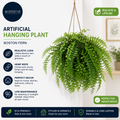 Briful 13.8in Artificial Hanging Plant Hemp Rope Fake Plants Boston Fern Hanging
