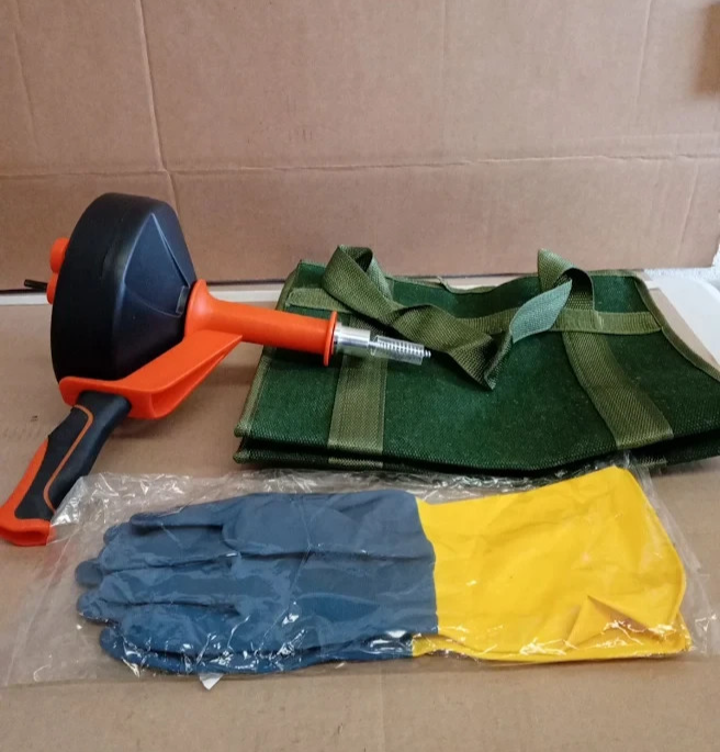 10M Drain Snake Drill Attachment Heavy Duty Pipe Clog Hair Remover Orange New