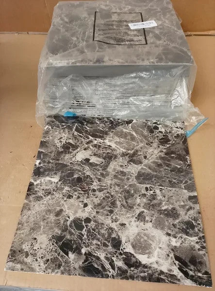50 Vinyl Floor Tiles Black Grey Marble Self Stick Grey 31x31x6cm New