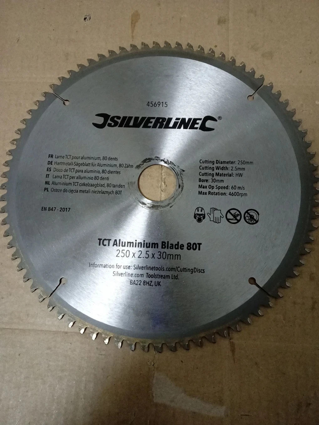Silverline 456915 TCT Aluminium Blade 80T 250x30- 25 20 16 mm Rings Silver