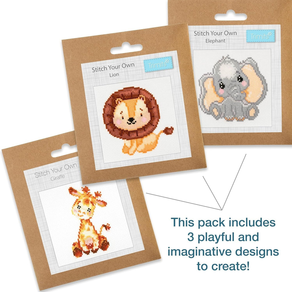 Trimits 3 Pack Cross Stitch Kits Adults Beginners DIY Embroidery 13x13cm New