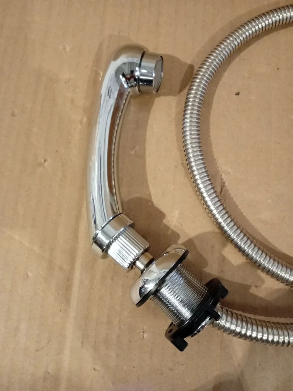 Pongnas Salon Shampoo Bed Faucet 1.2m 3.9ft Stainless Steel Hose Shower Head