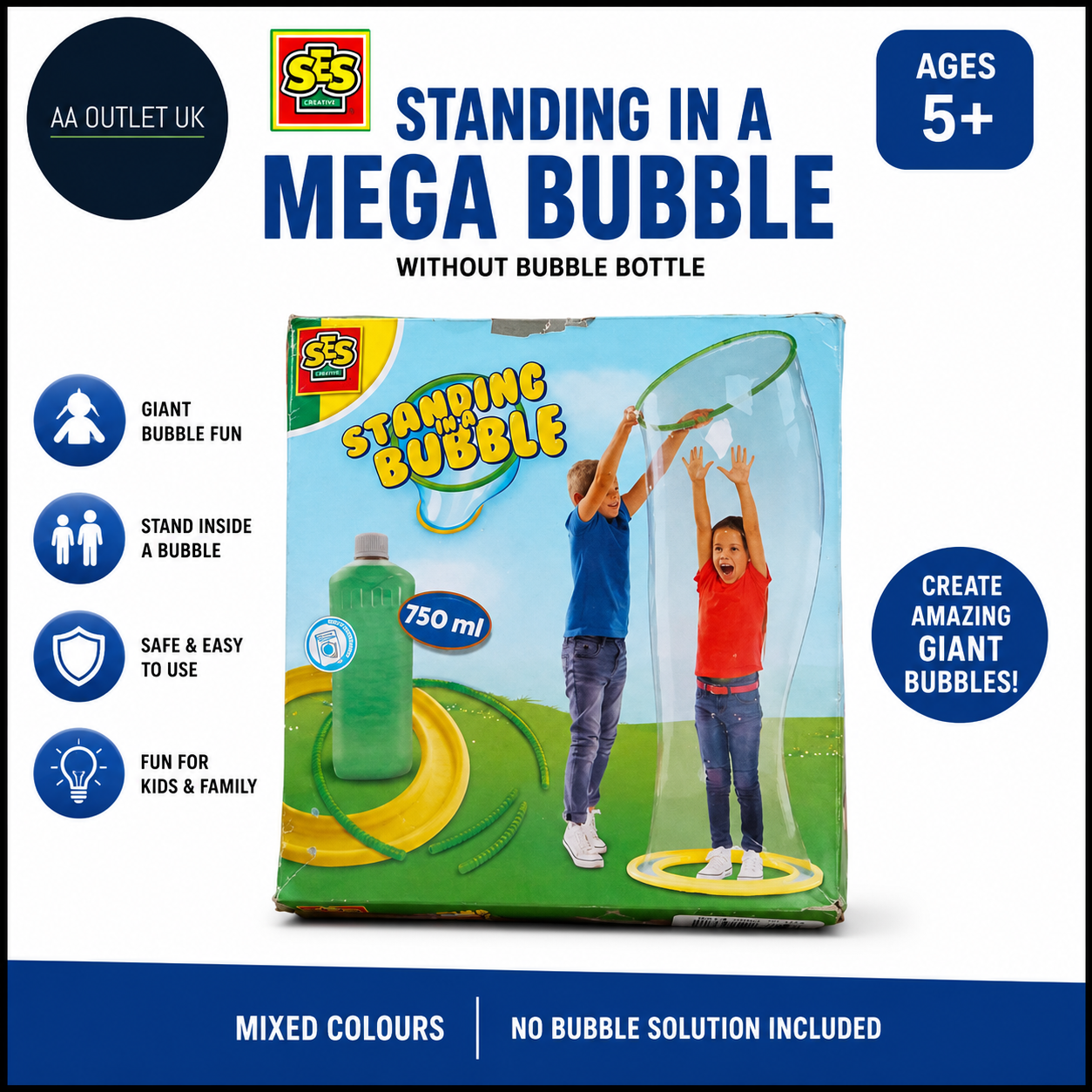 SES Creative 02257 Standing in A Mega Bubble Mixed Colours Playtime Fun