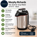 Morphy Richards 1.6L Saute Soup Maker 4 Settings Pause Function LED Control