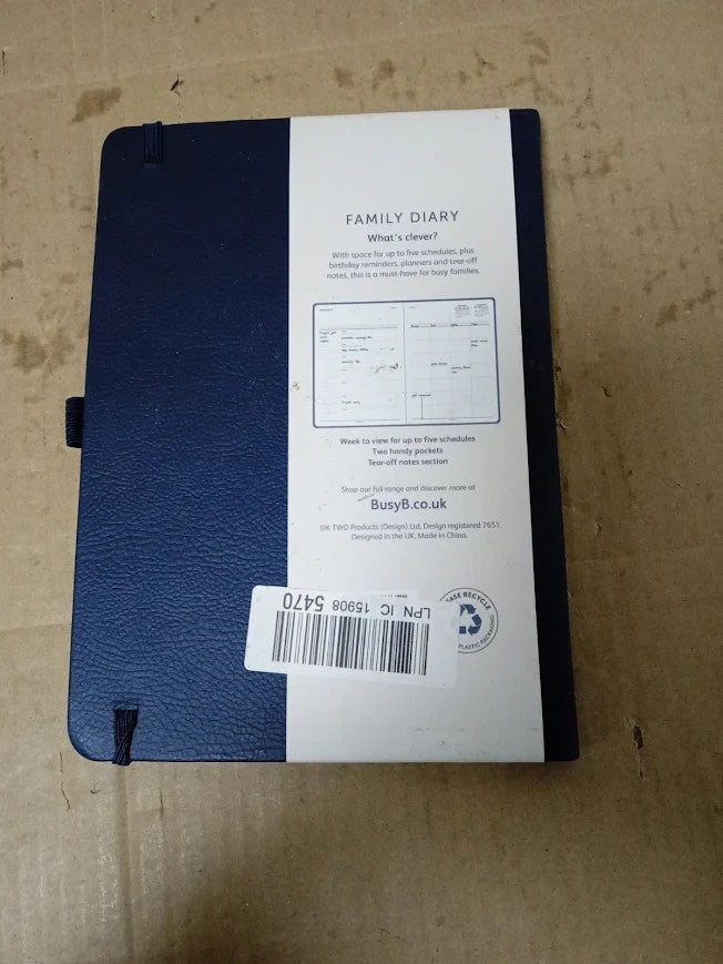 Busy B Family Diary January To December 2024 A5 Navy Faux Leather New