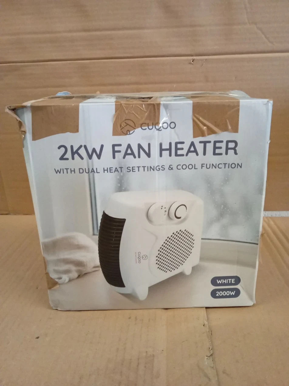 CUQOO Powerful 2KW Fan Heater 2 Heat Settings & Cool Function Upright Electric