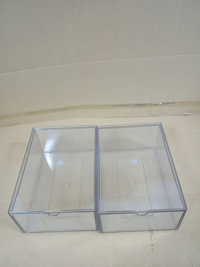Youngever Stackable Organiser Drawers 2 Pieces Clear Makeup Cosmetics Plastic